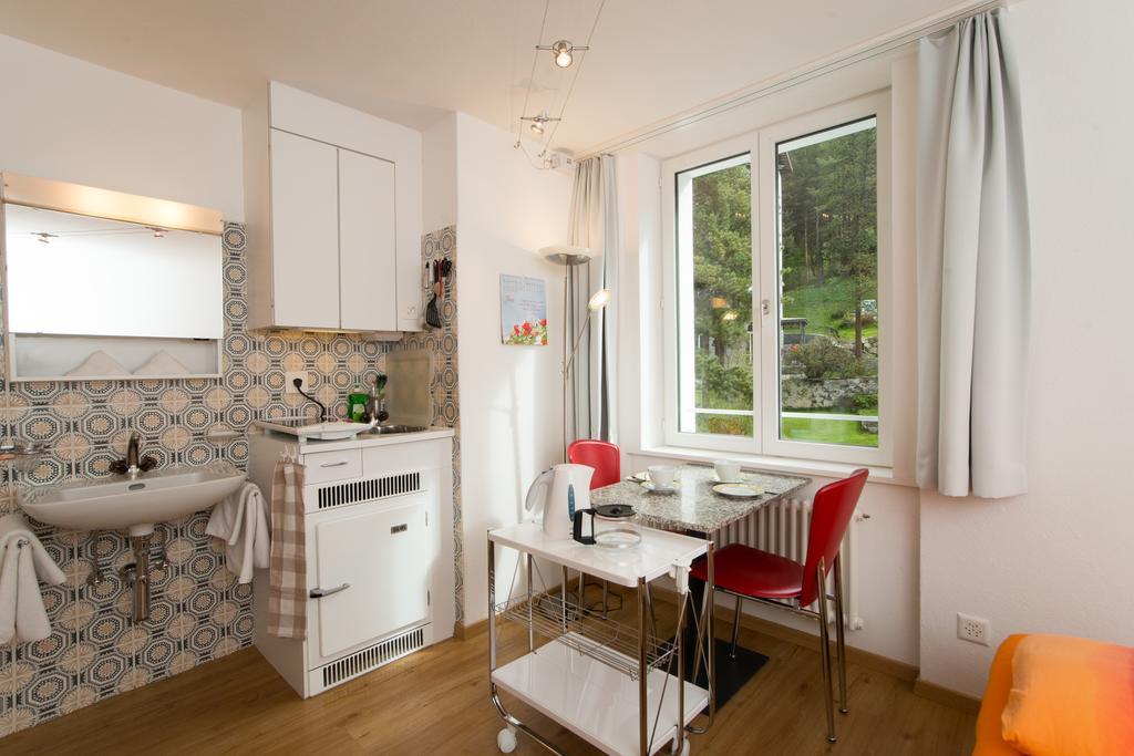Chesa Quadrella Zimmer Mit Kuechenzeile Inklusive Bergbahnen Im Sommer-Ausser Studio Pontresina Exterior photo
